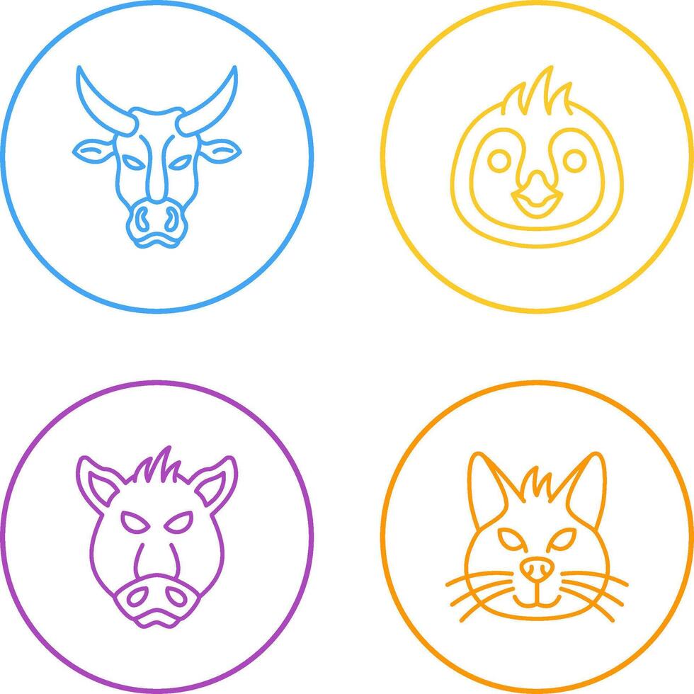 Cow and Penguin Icon vector