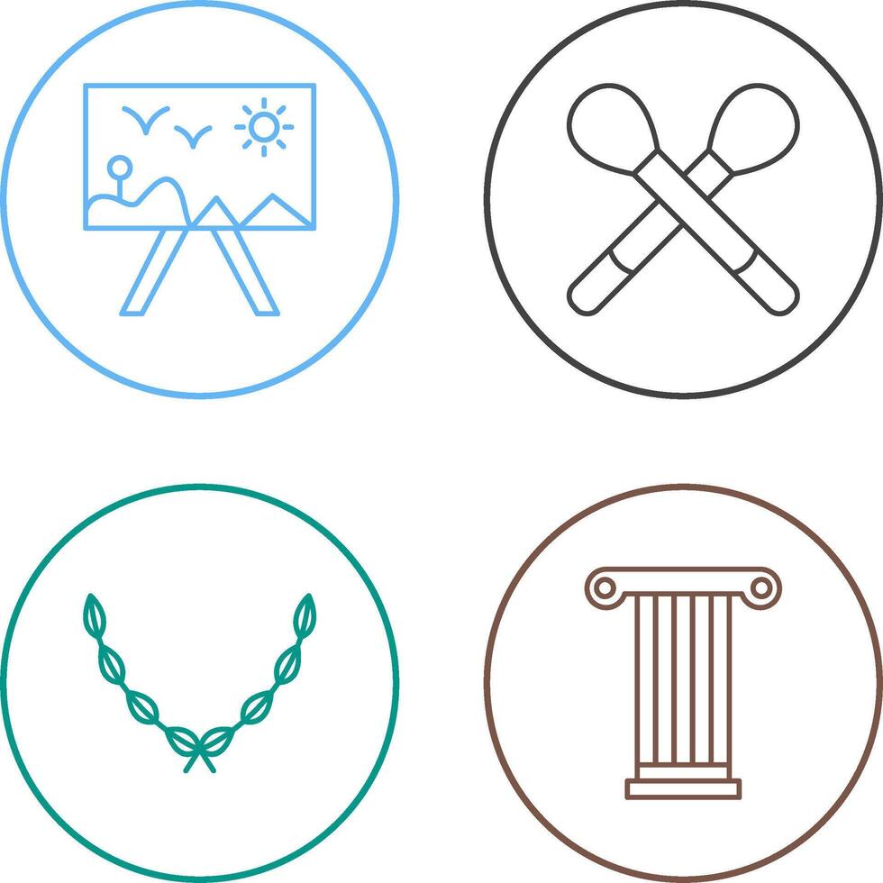 Painting of Canvvass and Brushes Icon vector