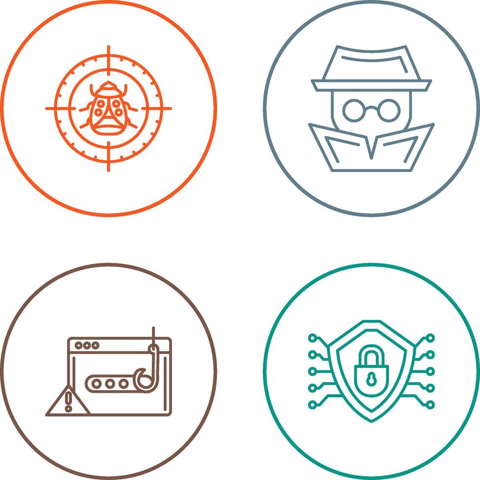 Bug Target and Hacker Icon vector