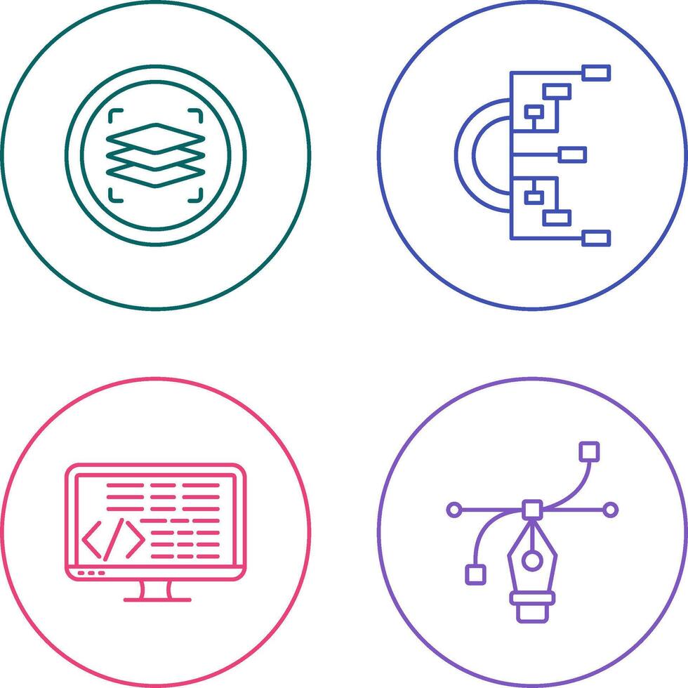 Layers and Flowchart Icon vector