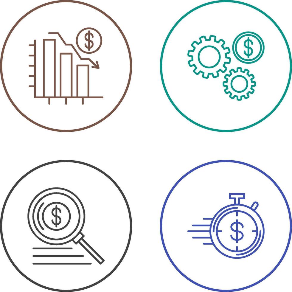 Chart Down and Settings Icon vector