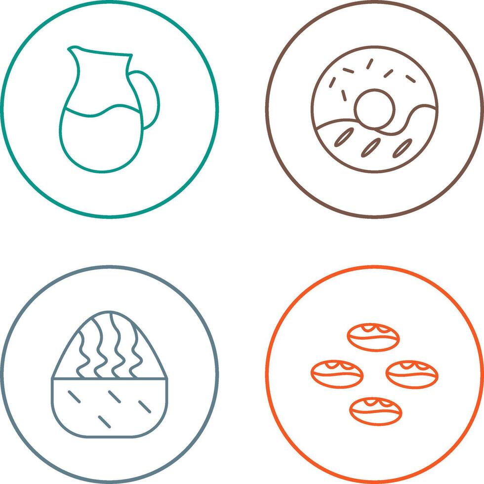 milk jug and cream doughnut Icon vector