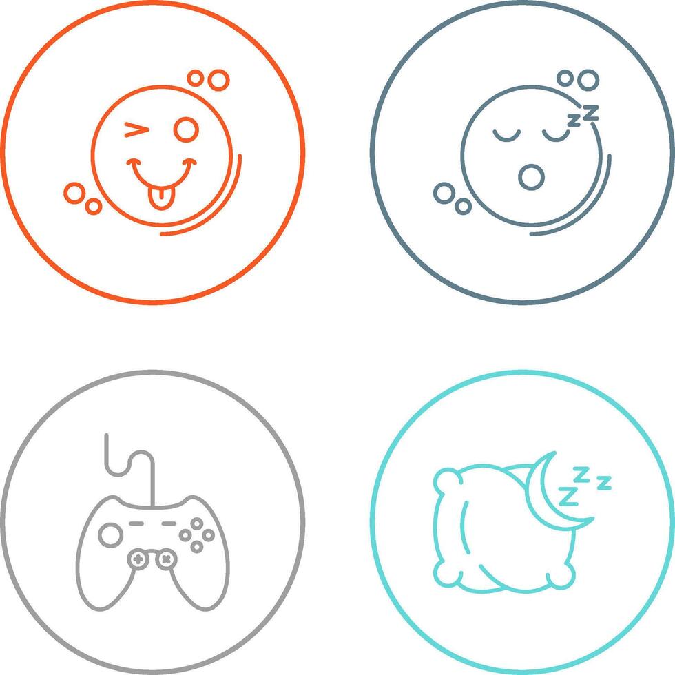 Tongue Out and Sleep Icon vector