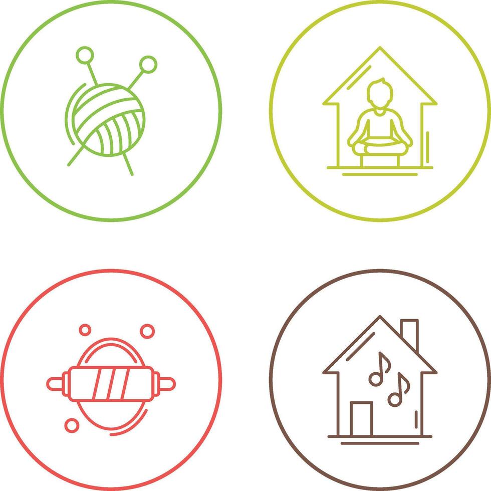 Knitting and Yoga At home Icon vector