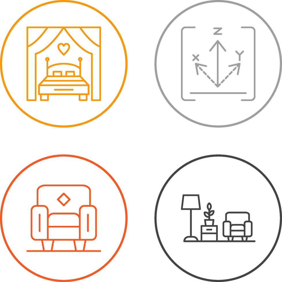 Bed and Axis Icon vector
