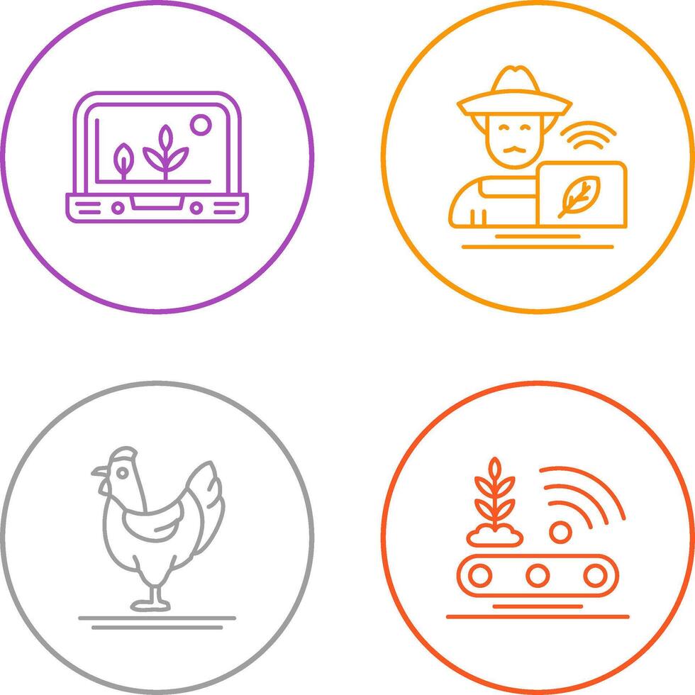 Smart Farm and Farmer Icon vector