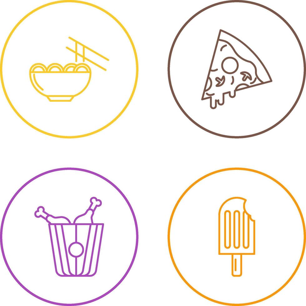 Chinese food and Pizza Icon vector