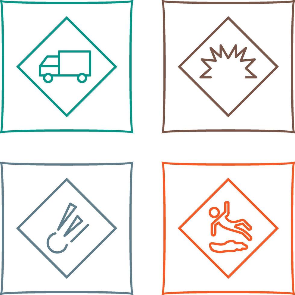 dangerous vehicle and danger of welding Icon vector