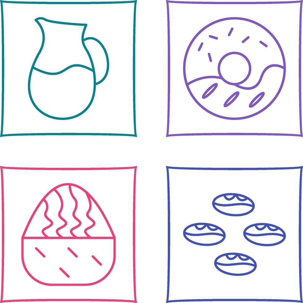 milk jug and cream doughnut Icon vector