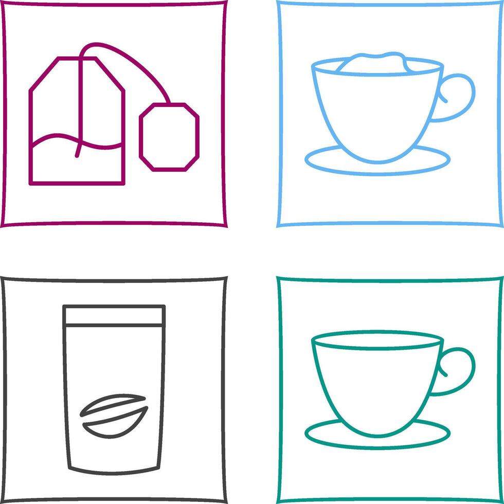 tea bag and creamy coffee Icon vector