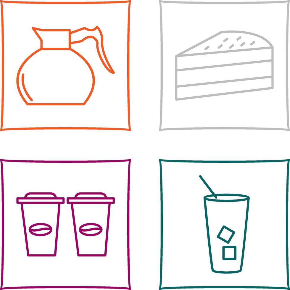 cake slice and coffee pot Icon vector