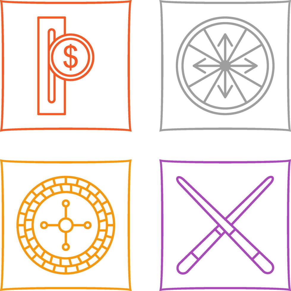 slot for coins and roulette With arrows Icon vector