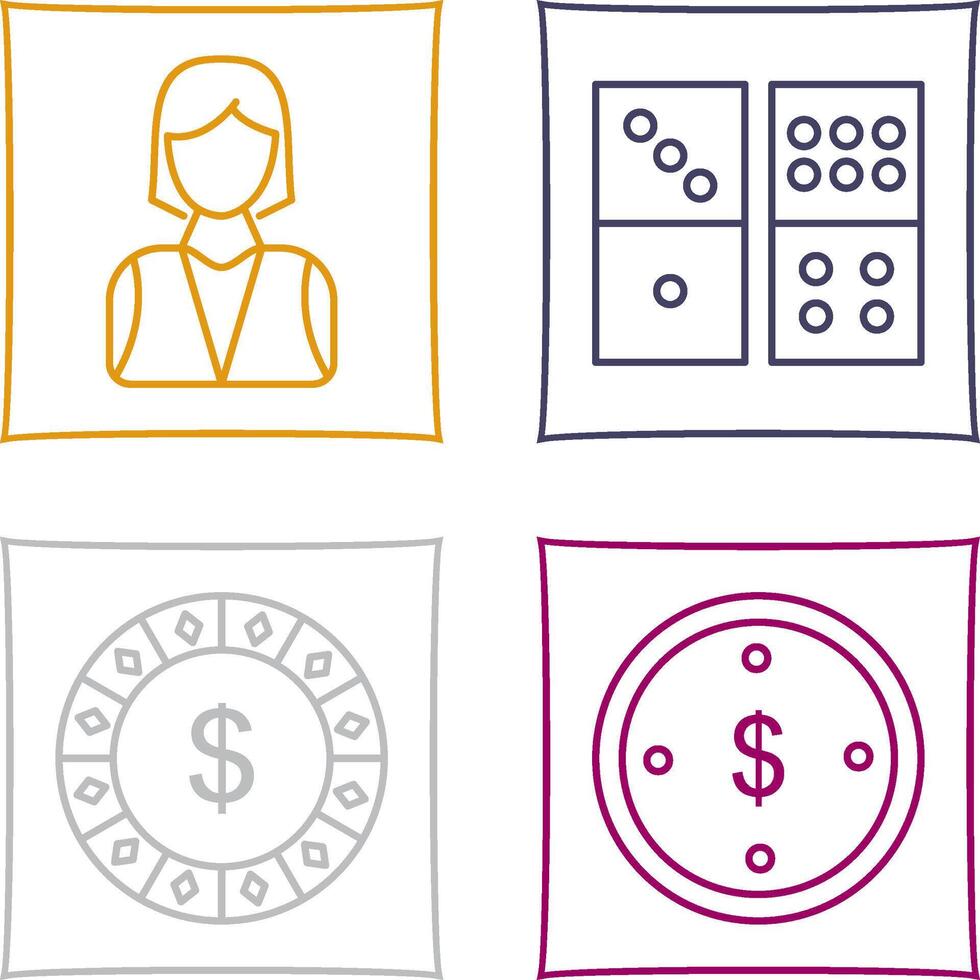 elegant lady and domino game Icon vector