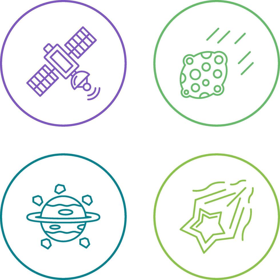 satelite and asteroid Icon vector