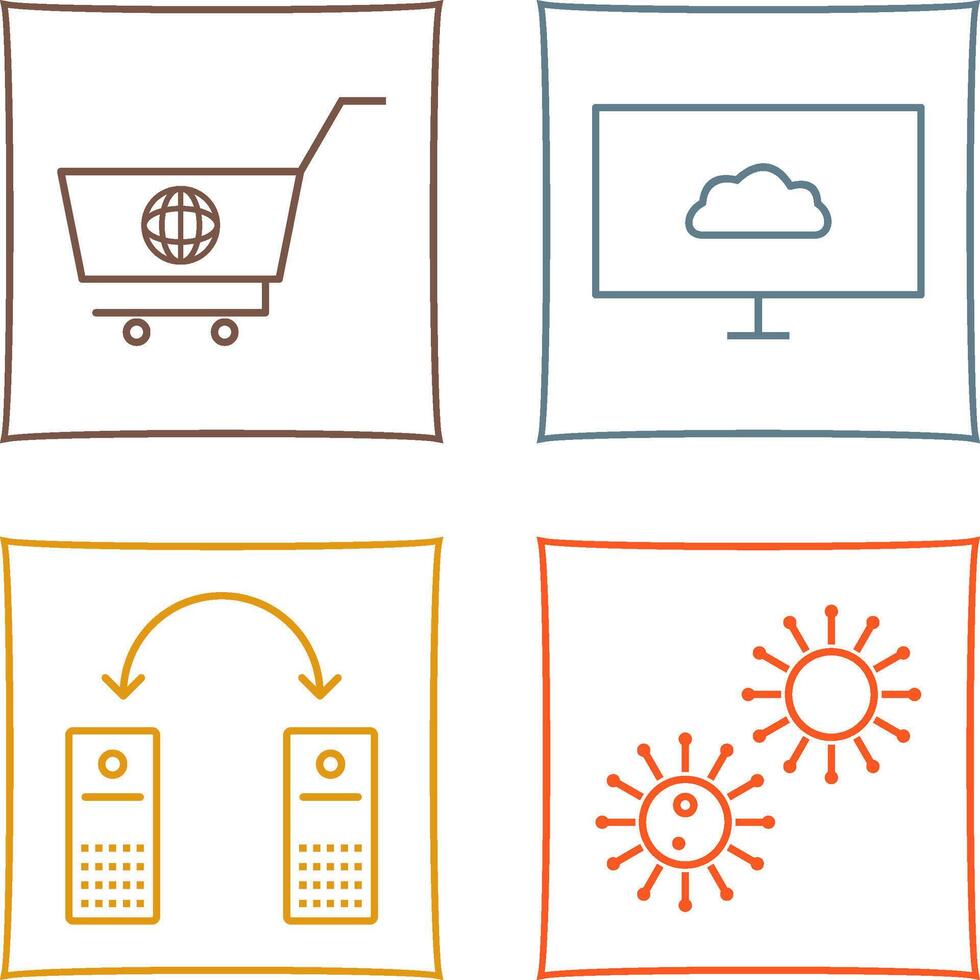 global shopping and cloud sysytem Icon vector