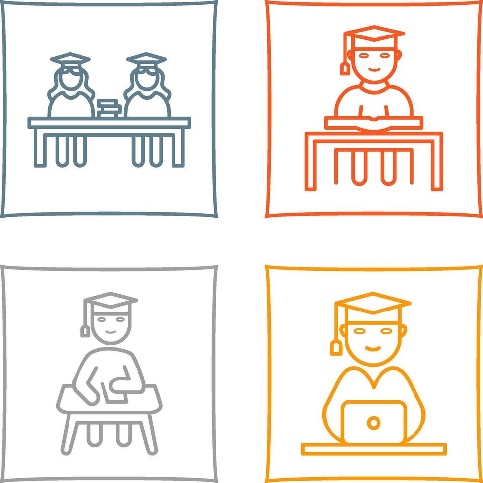 Combined Study and Studying on Desk Icon vector