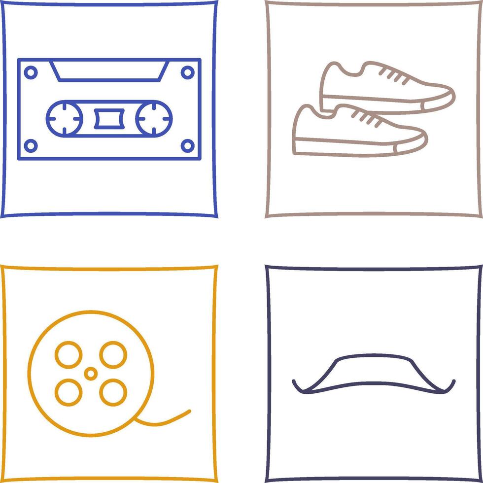 casette y zapatillas icono vector