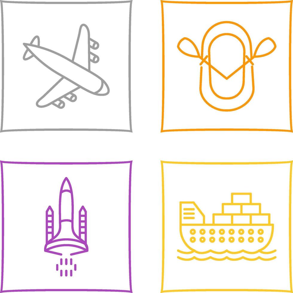 Landing Airplane and Dinghy Icon vector