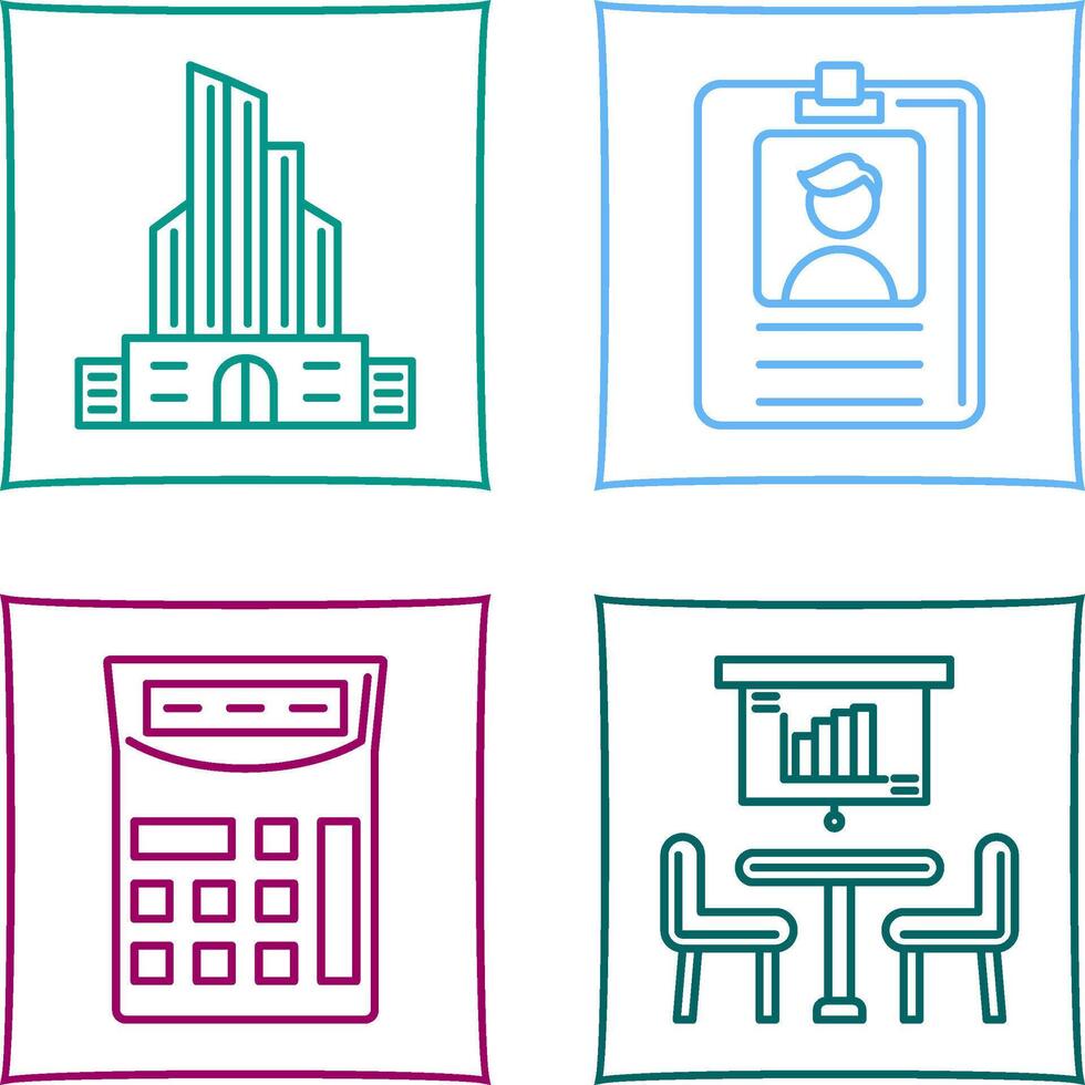 Id Card and Office Building Icon vector