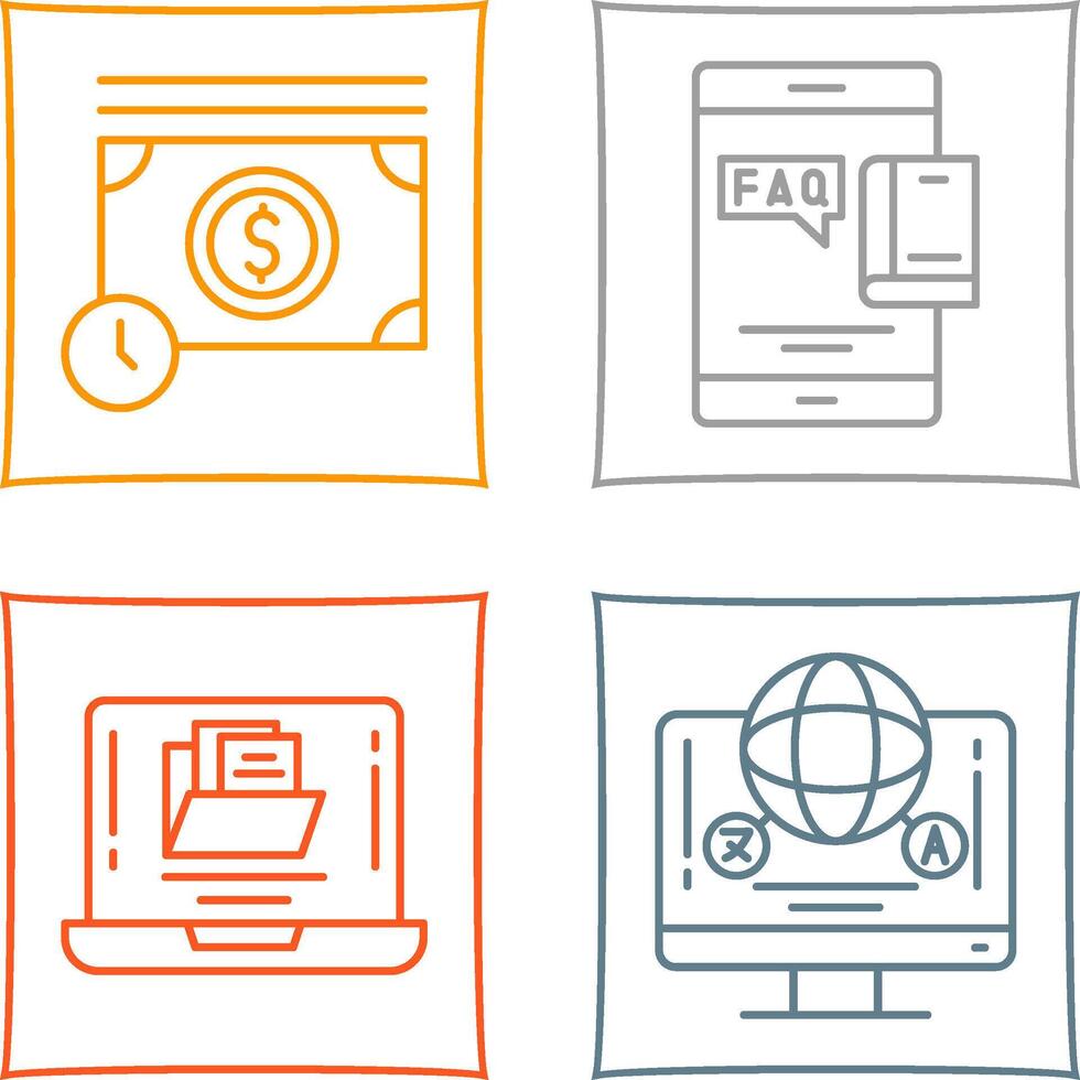 Time is Mony and Faq Icon vector