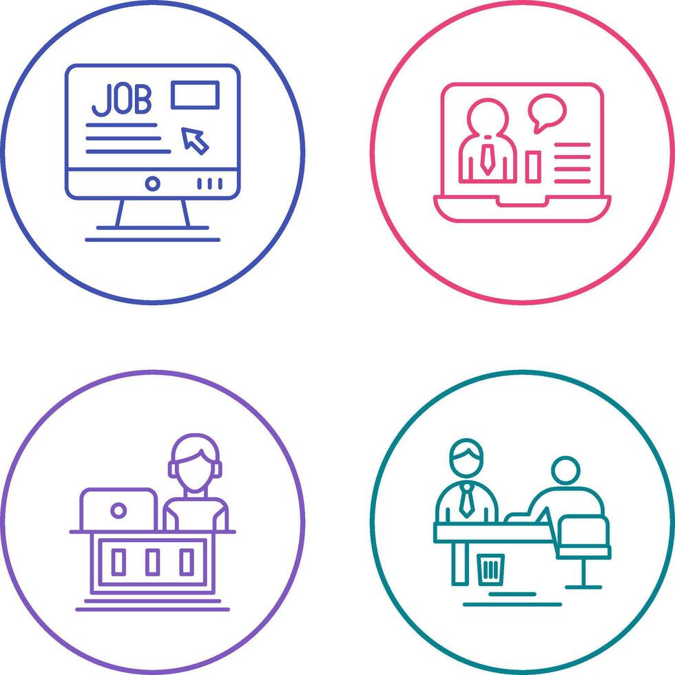 Online Job and Online Job Interview Icon vector
