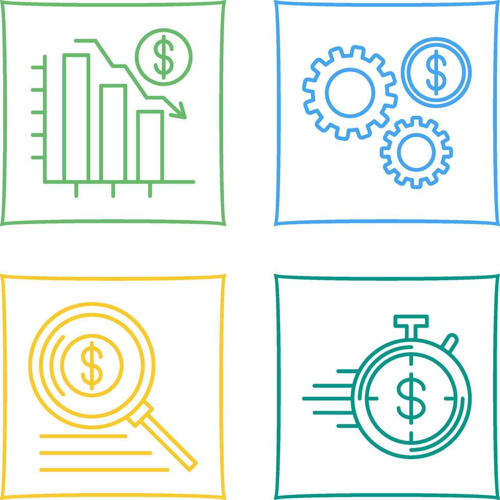 Chart Down and Settings Icon vector