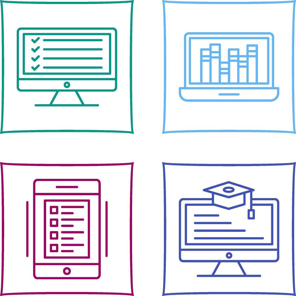 Online Checklist and Online Library Icon vector