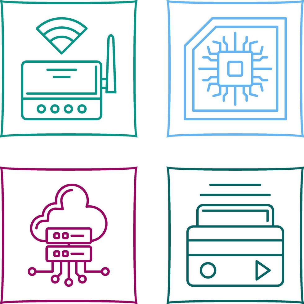 Wifi Router and Chip Icon vector