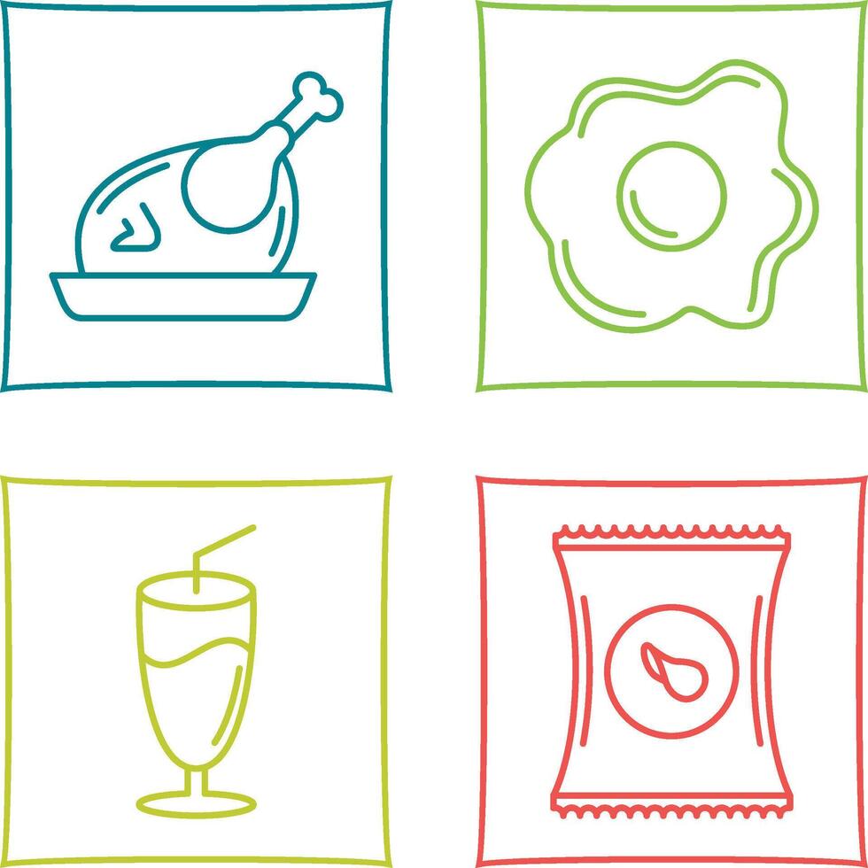 Chicken leg and Fried egg Icon vector
