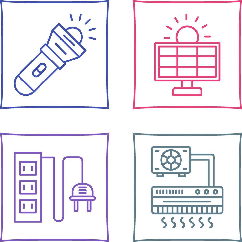 Flashlight and Solar Icon vector