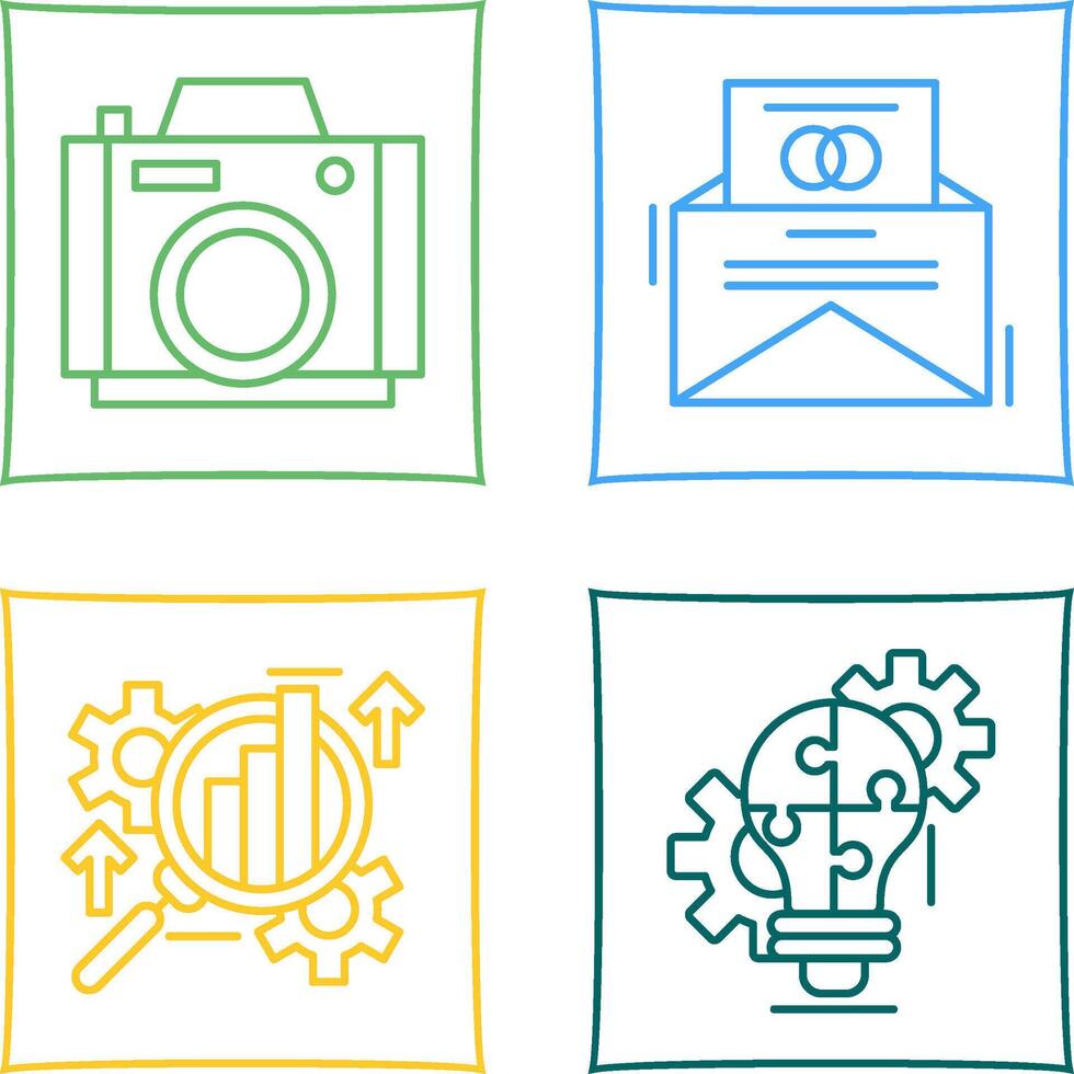 Photo Camera and Invitation Card Icon vector