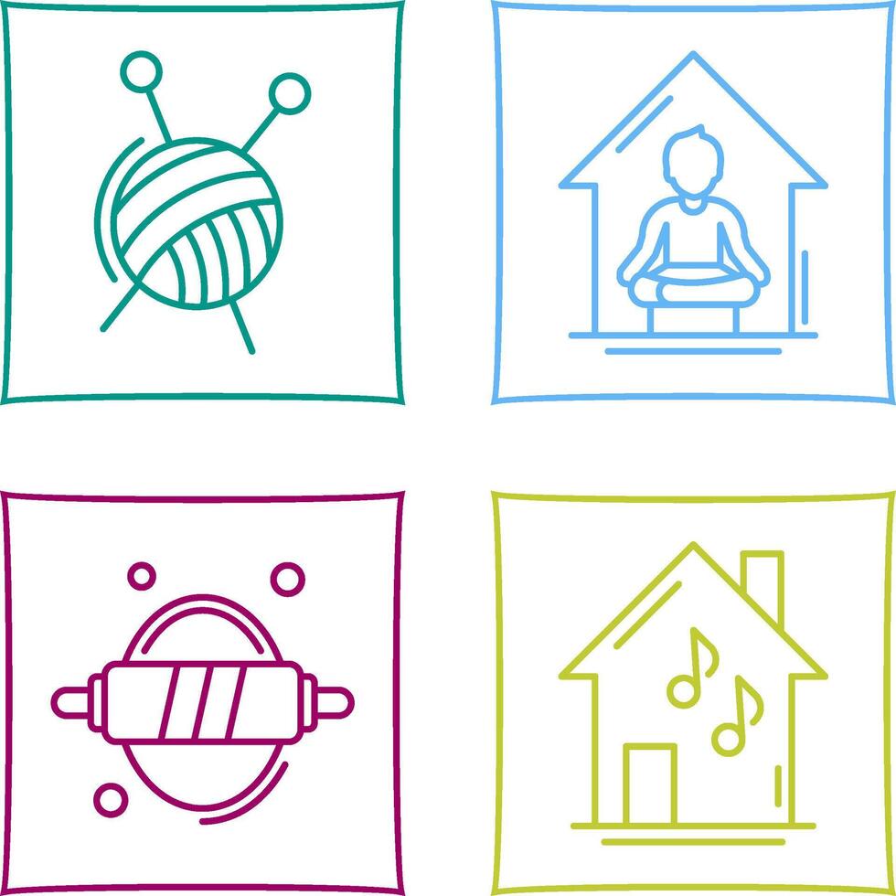 Knitting and Yoga At home Icon vector