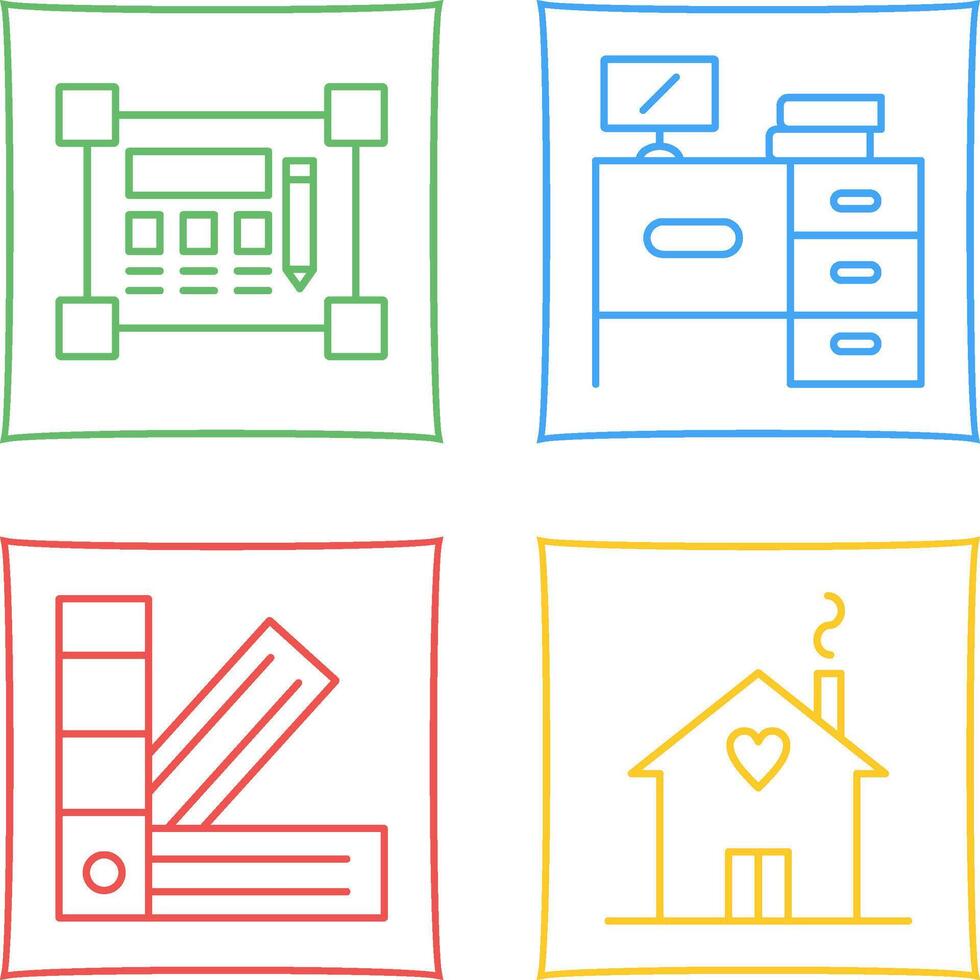 Blueprint and Desk Icon vector