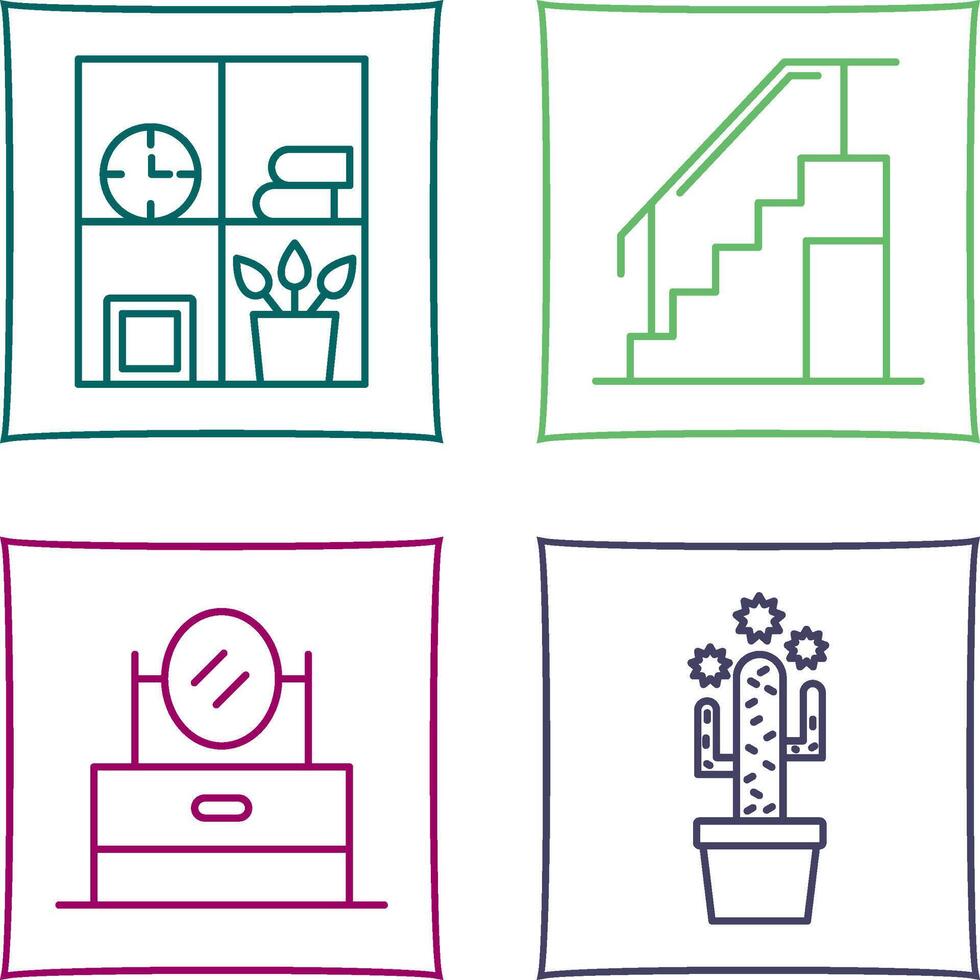 Bookshelf and Stairs Icon vector