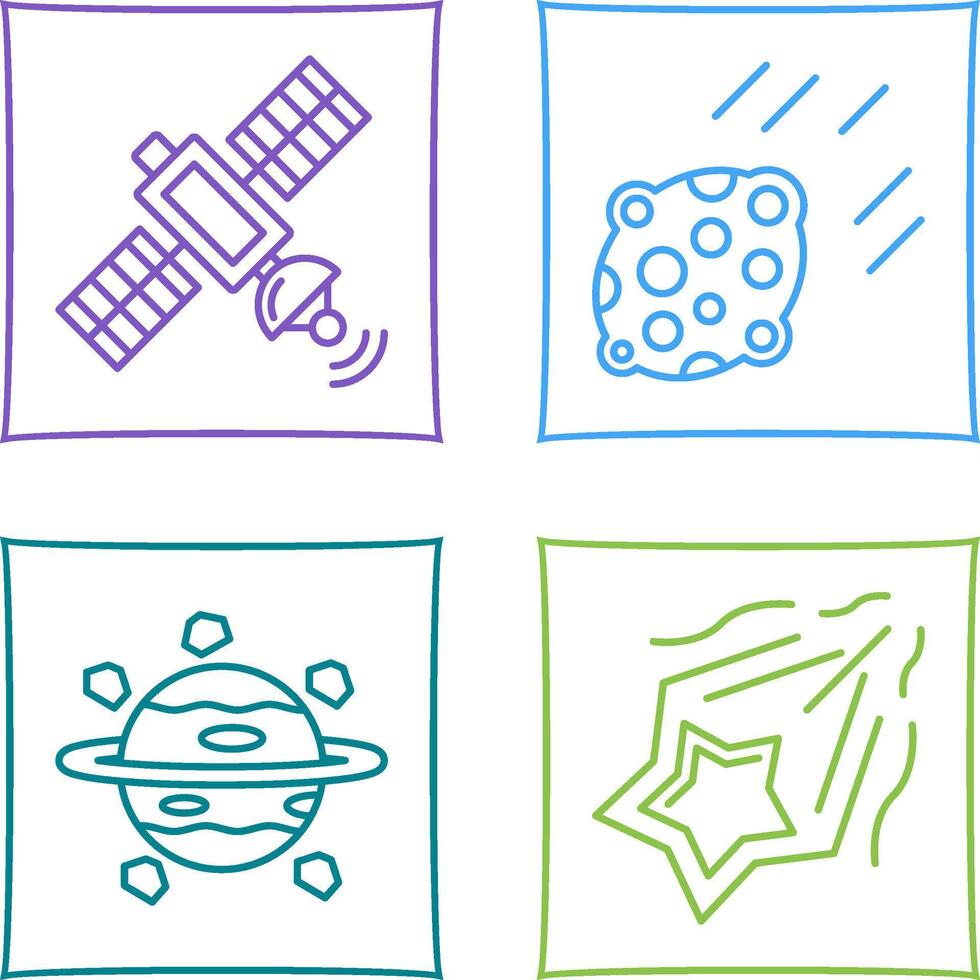 satelite and asteroid Icon vector
