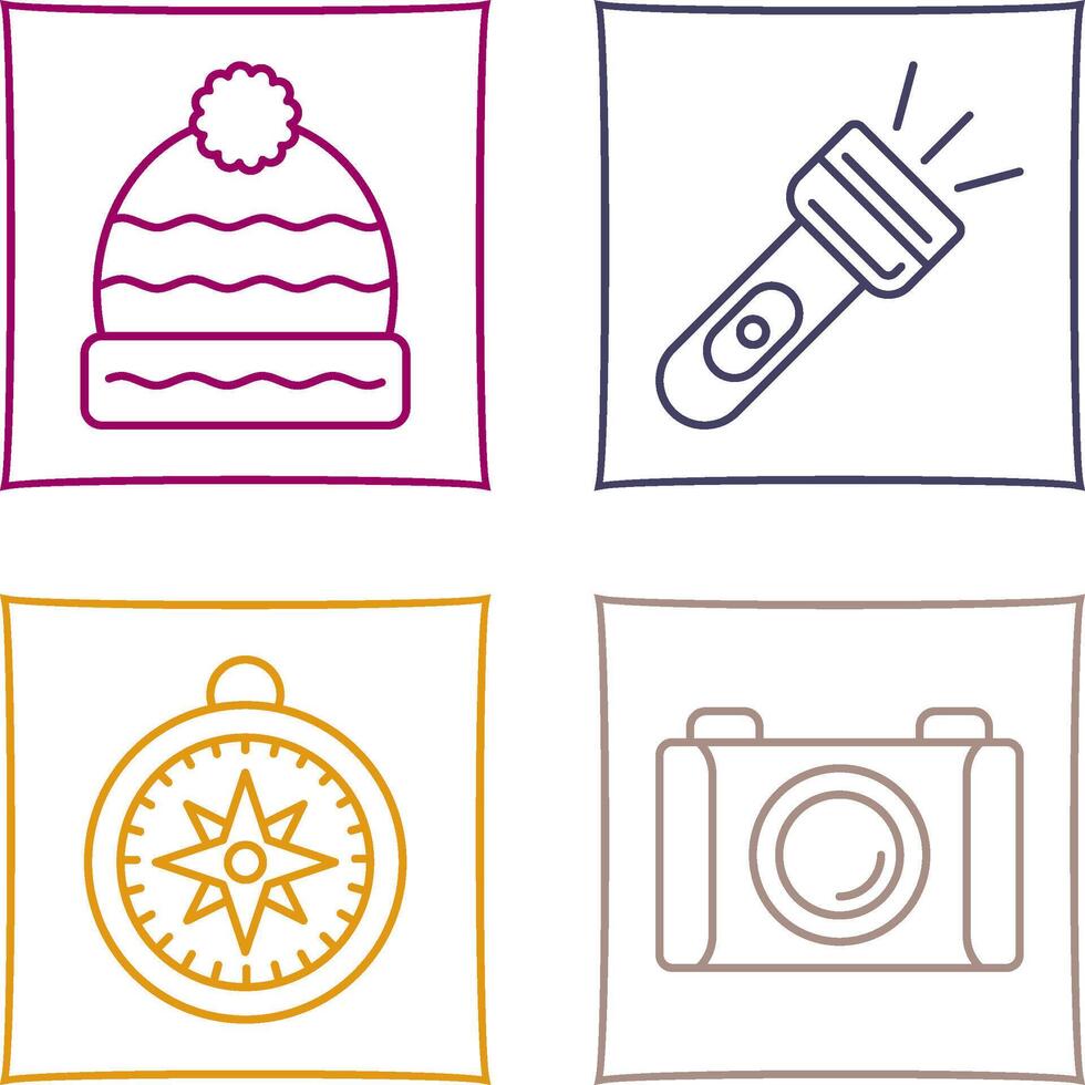 Winter Hat and Flash Light Icon vector