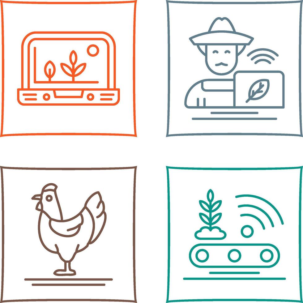 Smart Farm and Farmer Icon vector