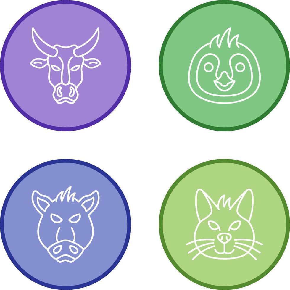 Cow and Penguin Icon vector