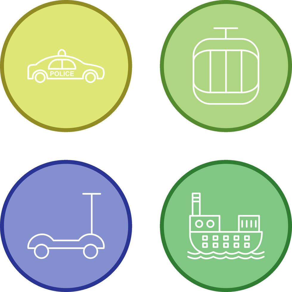 Police Car and Cable Car Icon vector