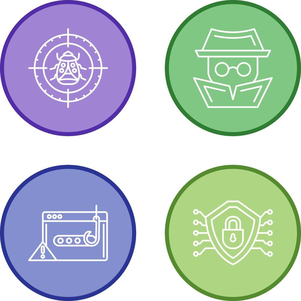 Bug Target and Hacker Icon vector