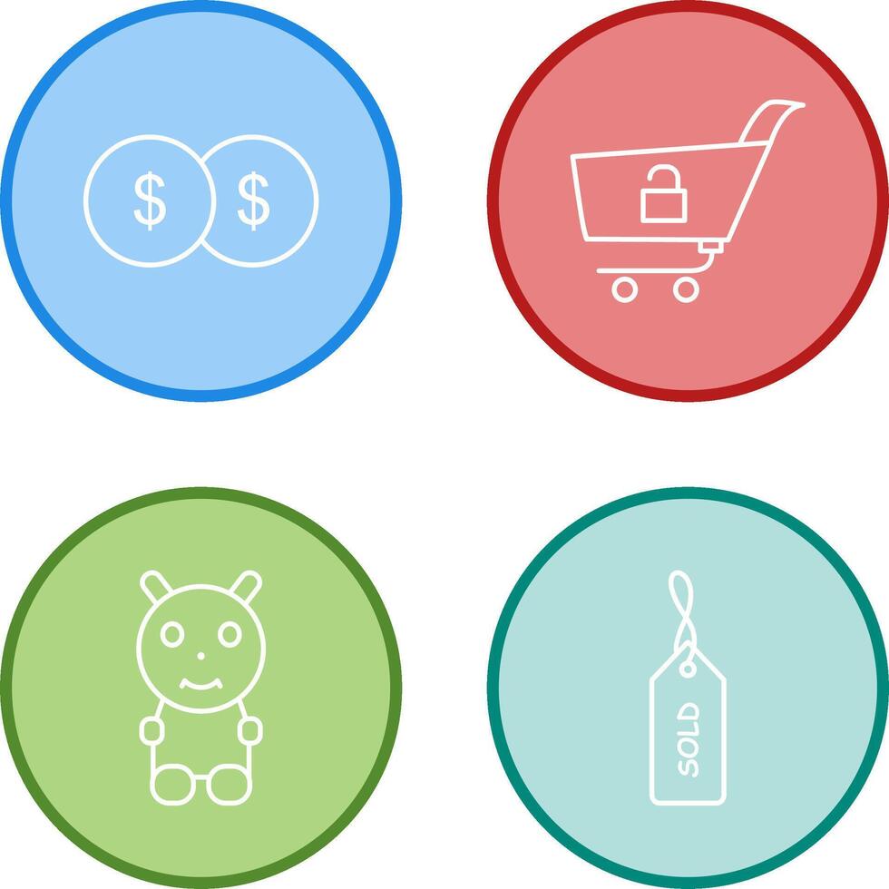 coins and unlock cart Icon vector