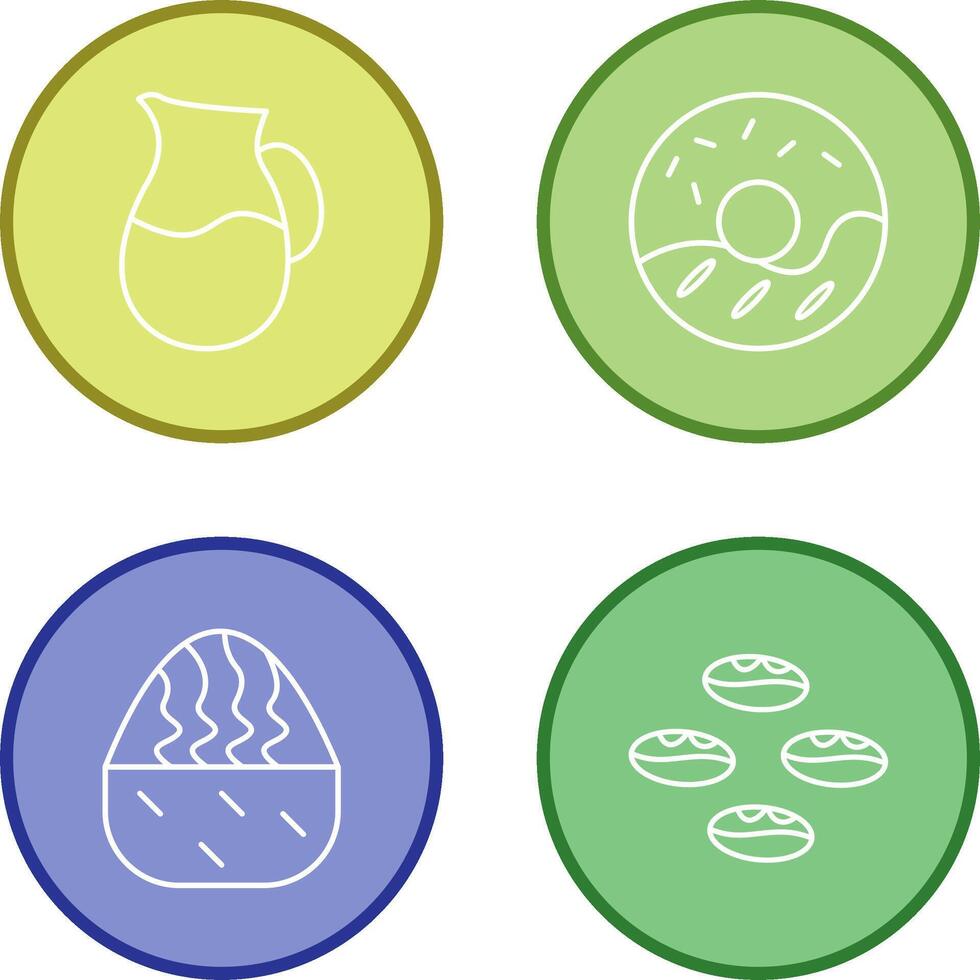 milk jug and cream doughnut Icon vector