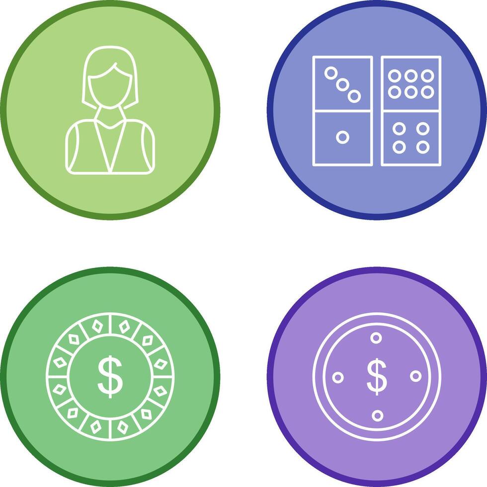 elegant lady and domino game Icon vector