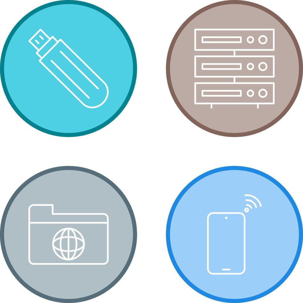 usb drive and server Icon vector