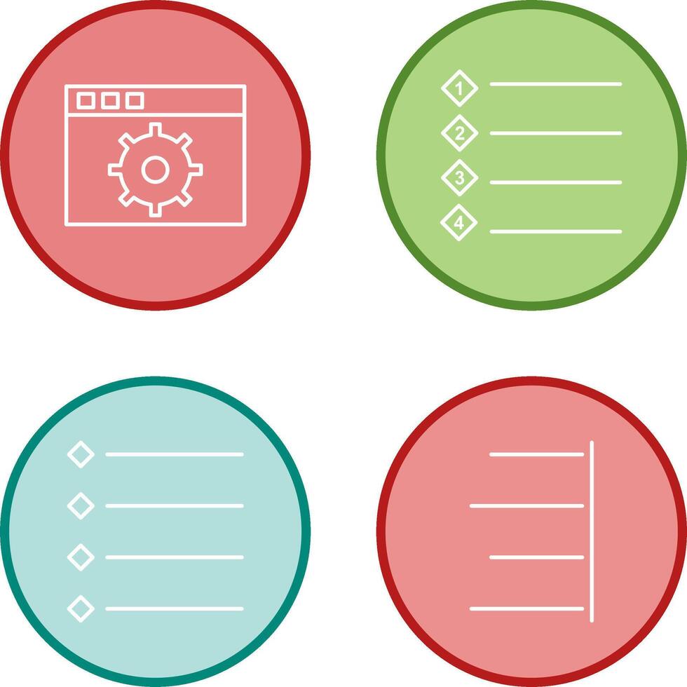 settings and numbered lists Icon vector