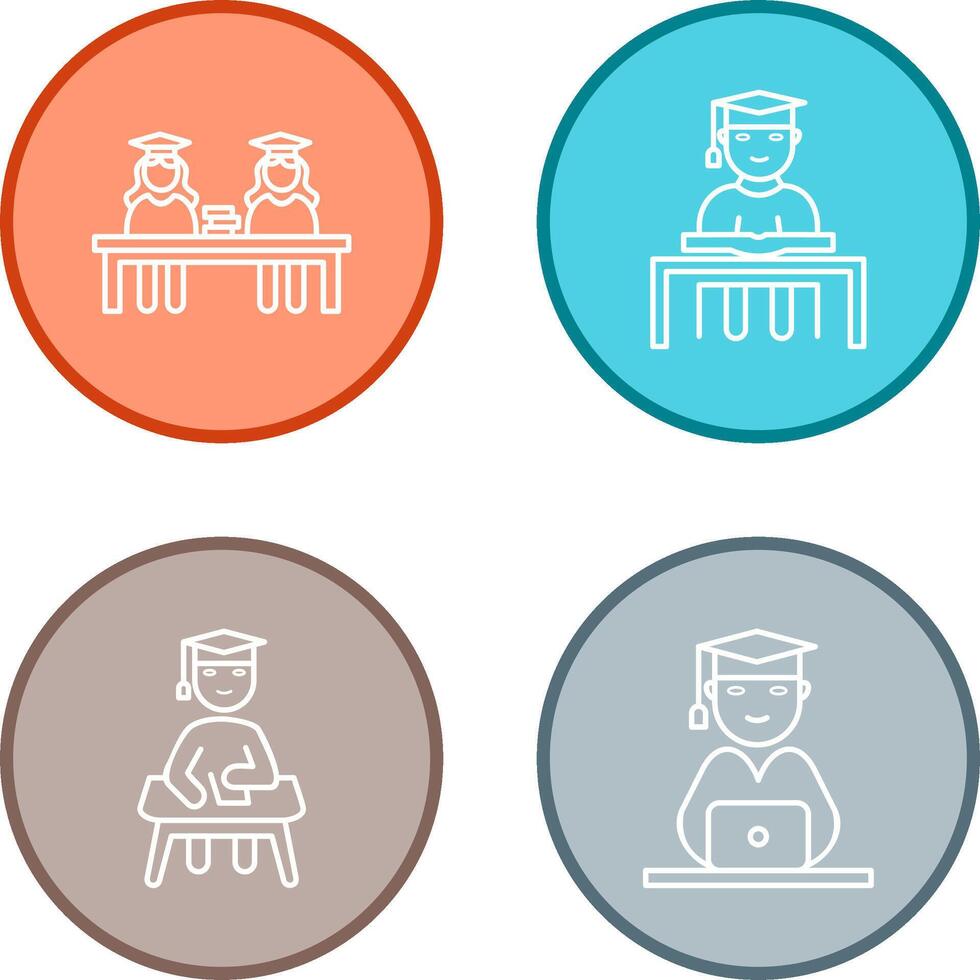 Combined Study and Studying on Desk Icon vector