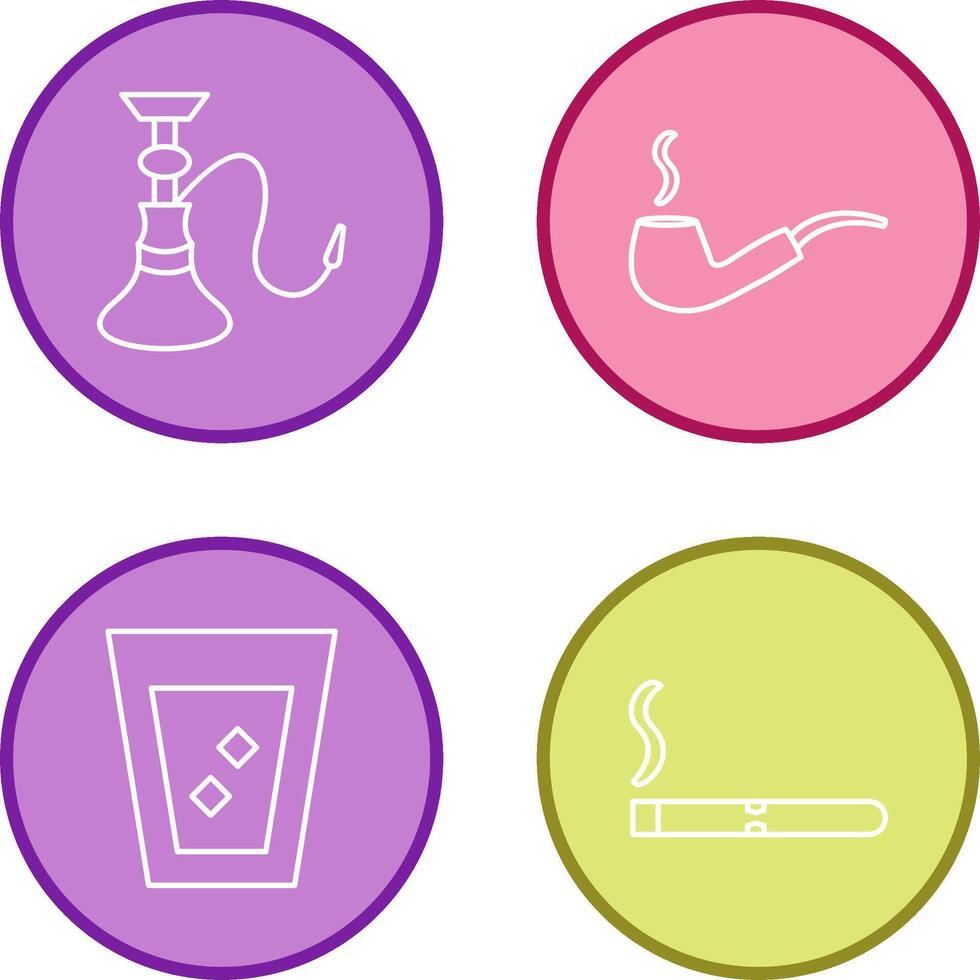 hookah and lit smoking pipe Icon vector