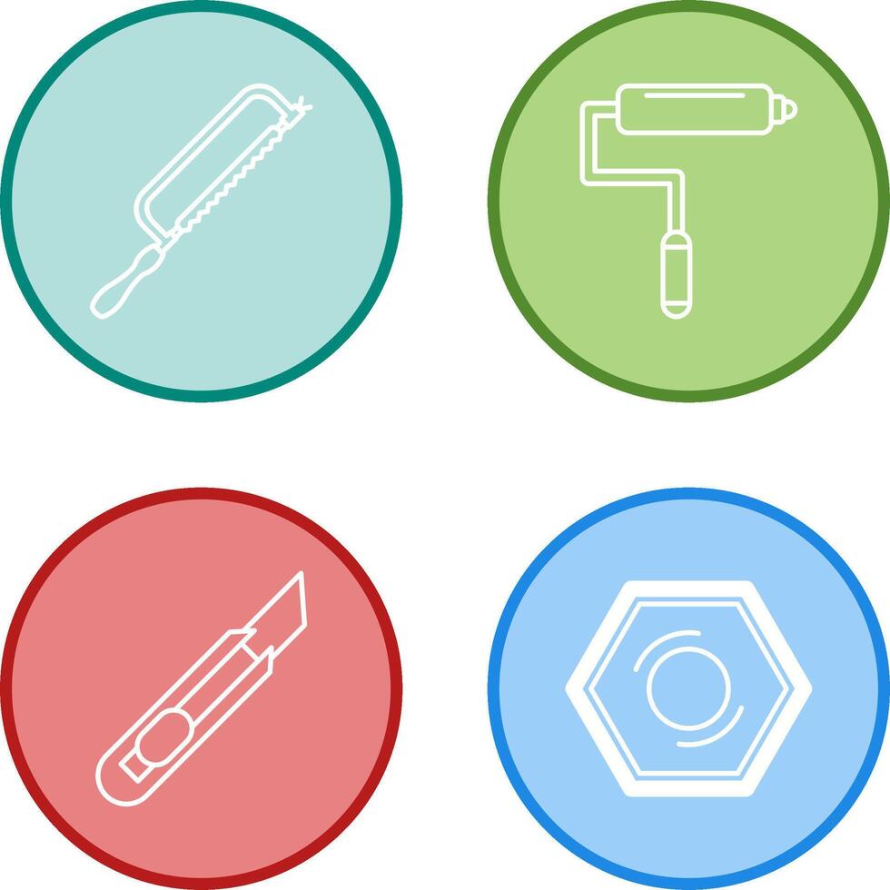 Hacksaw and Paint Roller Icon vector