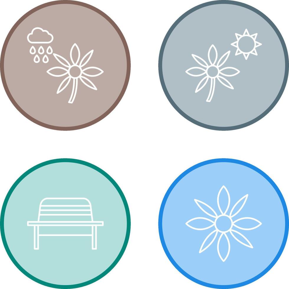 Flower with rain and Flower Icon vector