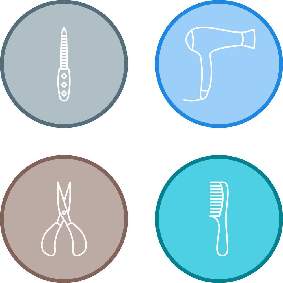 Nail File and Hair Dryer Icon vector